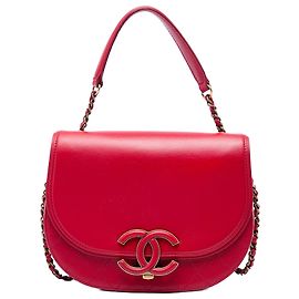 Chanel Red Small Shiny Calfskin and Quilted Goatskin Coco Curve Flap