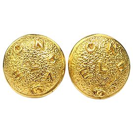 Pendientes de clip redondos Chanel Gold Gold Plated Logo