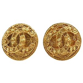 Orecchini a clip rotondi placcati oro Chanel Gold CC