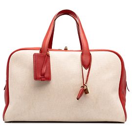 Hermès Beige Toile and Clemence Victoria 43
