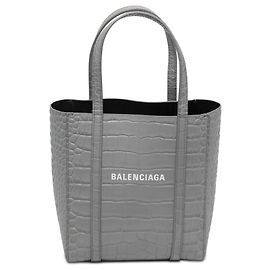 Balenciaga Tote Everyday XXS in pelle embossed croc grigio