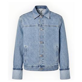 Loewe Anagram Jeansjacke mit Lederdetails