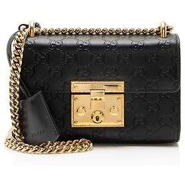 Borsa a spalla piccola Gucci Guccissima in pelle con lucchetto
