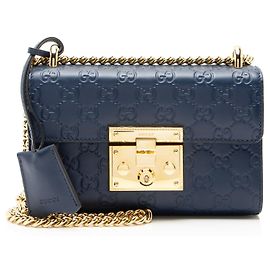 Bolso de hombro pequeño Gucci Guccissima de piel con candado