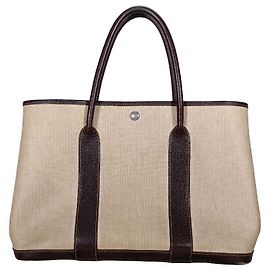 Hermès Hermes Garden Party Toile and Leather 36