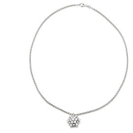 Autre Marque Brillant Collier Weißgold 585/14K Diamanten Blütenanhänger Pavé Kette Luxus 40cm