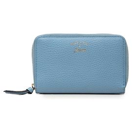 Gucci Swing Bi-fold Geldbörse aus blauem Leder
