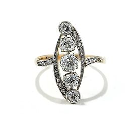 Autre Marque Anello antico Art Nouveau Diamante Oro 585/14K 0,75 ct G SI–VS1 Taglio antico Misura 53