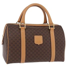 Céline Sac à main CELINE Macadam Canvas PVC Leather Brown Gold Auth 205250V