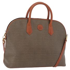 FENDI Handtasche PVC Canvas 2way Grün Gold Auth 205117