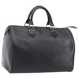 LOUIS VUITTON Epi Speedy 30 Hand Bag Noir M43002 LV Auth BA16002V