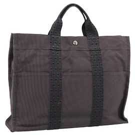 Hermès Borsa a mano HERMES Her Line MM Canvas Grigio Argento Auth 206893