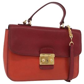 Borsa Miu Miu Madras in pelle 2way Arancione Tono Oro Auth ka6470A