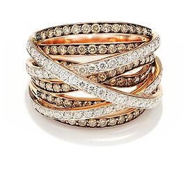 Autre Marque Multiband Crossover Ring Roségold 750/18K Diamant Pavé Gr. 56 Massiv Luxus
