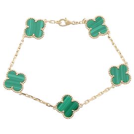 Van Cleef & Arpels Vintage Alhambra 5-Motif Malachite Bracelet