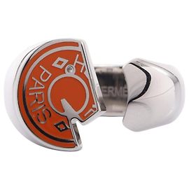Anello Hermès Carousel Arancione e Argento Metallo