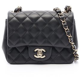 Sac à bandoulière Chanel Mini Matelassé en agneau noir