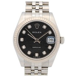 Rolex Datejust Damenarmbanduhr mit schwarzem Zifferblatt