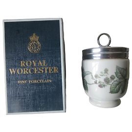 Autre Marque Coddler à œufs en porcelaine fine Royal Worcester avec couvercle, taille King (pour 2 œufs) - avec boîte d'origine