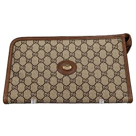 Gucci Vintage – Pochette GG Monogram in tela e pelle marrone – Unisex