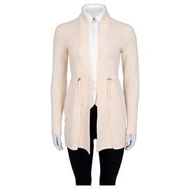 Brunello Cucinelli Cardigã de cashmere bege com zíper XS seminovo
