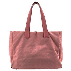 Chanel Vintage Pink Nylon New Travel Line Shoulder Bag Tote