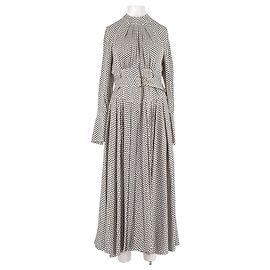 Vestido longo Diane Von Furstenberg de seda preto com bolinhas