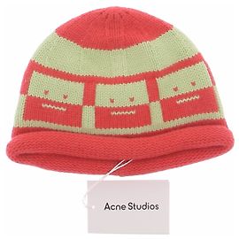 Acne Beanie in Grün und Koralle