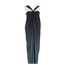 Abito lungo in seta grigio Lanvin