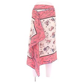 Fendi Falda de seda asimétrica rosa