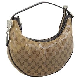 GUCCI GG Crystal Schultertasche Coated Canvas Beige Gold 181493