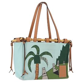 LOEWE KENPRICE cushion Tote Bag Canvas Green Brown