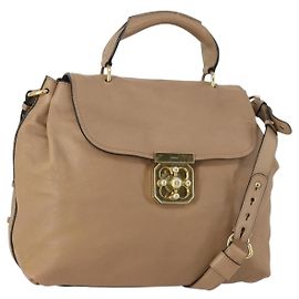 Chloé Bolsa de mão Chloe Elsie em couro 2way Beige Gold