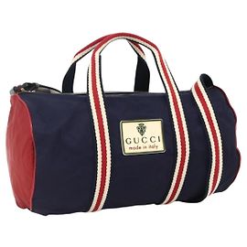 GUCCI Sherry Line Bolsa de Mão Nylon 2way Navy Red 189657