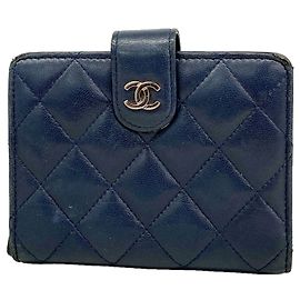 Chanel Matelassé Lammleder Portemonnaie in Navy