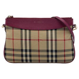 Burberry Beige Haymarket Check Canvas Peyton Crossbody