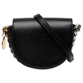 Stella Mc Cartney Stella McCartney Black Small Faux Leather Frayme Flap Crossbody
