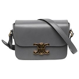 Céline Celine Gray Classique Shiny Calfskin Triomphe Crossbody