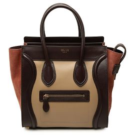 Céline Celine Beige Micro Tricolor Calfskin and Suede Luggage Tote