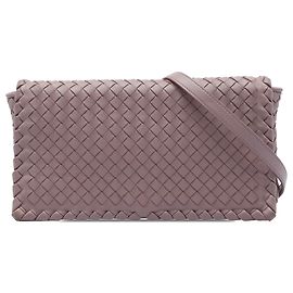 Borsa a tracolla con patta Bottega Veneta in Nappa Intrecciato rosa