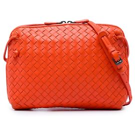 Bottega Veneta Orange Nappa Intrecciato Nodini Crossbody