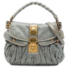 Bolso Satchel Miu Miu Gray Matelasse Nappa Coffer