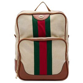 Zaino Gucci in tela beige con banda Web