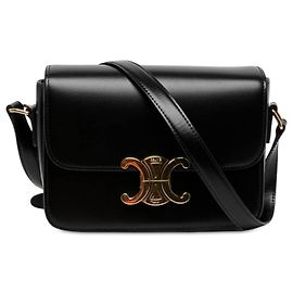 Céline Celine Black Teen Shiny Calfskin Triomphe Crossbody
