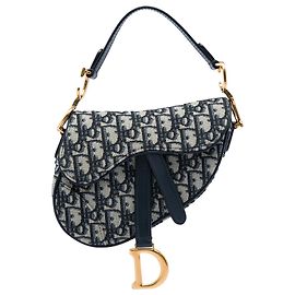 Dior Blue Mini Oblique Canvas Saddle Bag