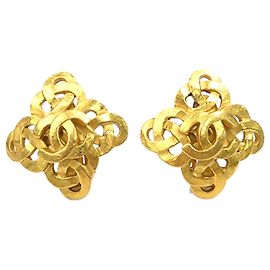 Orecchini a clip Chanel Gold CC placcati oro con diamanti
