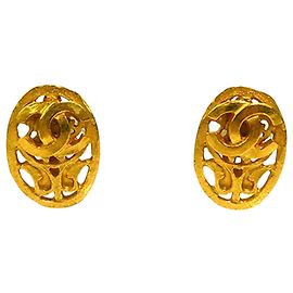 Orecchini a clip ovali placcati oro Chanel Gold CC