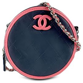 Clutch rotonda Chanel Blue Quilted Lambskin Color Pop con catena
