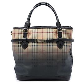 Bolsa Satchel Liberton Burberry em lona revestida bege Haymarket Check Ombre