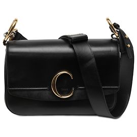 Chloé Borsa Satchel C Double Carry Piccola in Pelle Nera